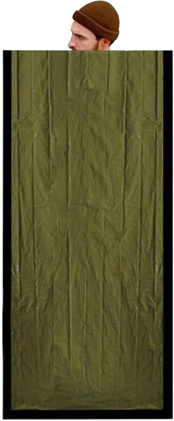 Slaapzak - Nooddeken Outdoor - Kamperen en Wandelen - Waterdicht en Winddicht - 266 x 91 cm - Groen