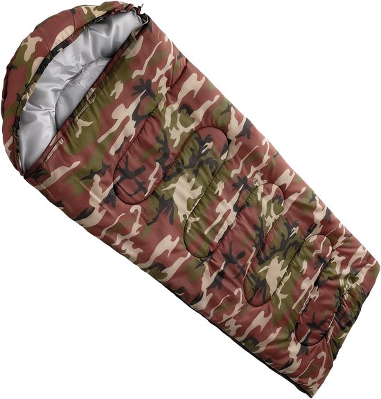 Slaapzak Outdoor - Kampeerslaapzak Rugzakreis - Kamperen Wandelen - Weerbestendig Materiaal - Zie beschrijving - camouflagekleur