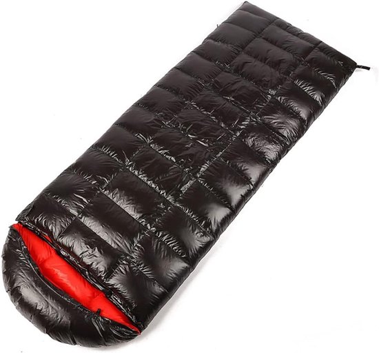 Slaapzak Outdoor - Kampeerzak Synthetisch - Kamperen en Hiken - Met Nek en Ritsflap - 1000g - Zwart