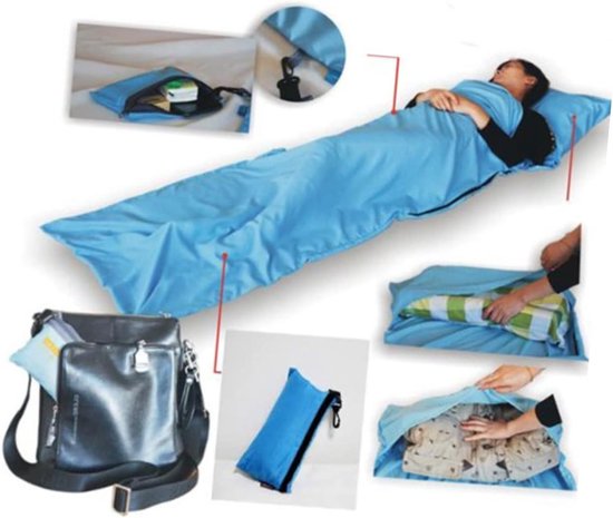 Slaapzak Outdoor - Reis Slaapzak Liner - Kamperen Reizen - Envelope Rechthoek Structuur - 210x70cm - Blauw