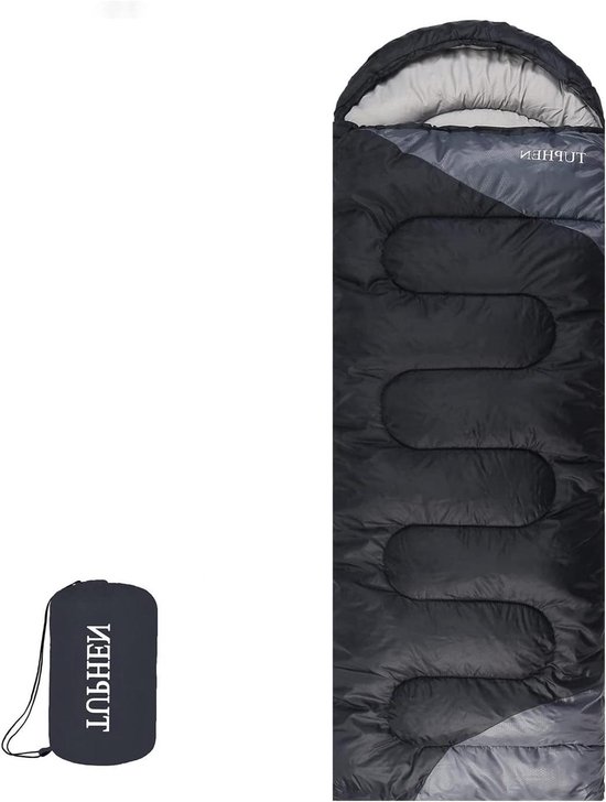 Slaapzak - Outdoor slaapzak - Kamperen en wandelen - Waterdicht en ademend - 200 cm lang - Zwart grijs