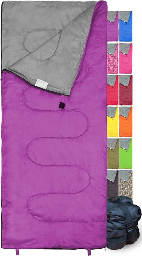 Slaapzak - Outdoor tas - Kamperen en reizen - Compact en lichtgewicht - 76 x 180 cm - Paars