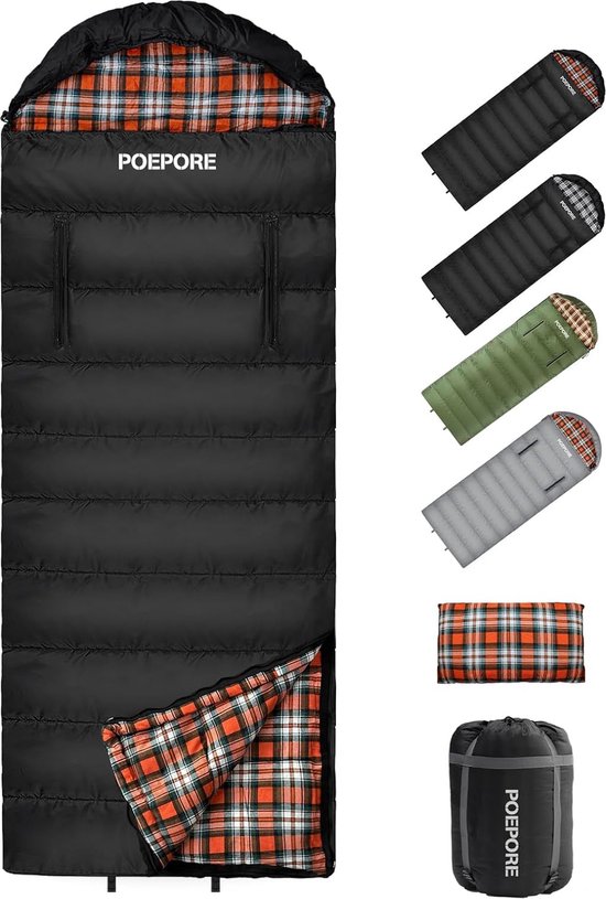 Slaapzak, outdoor, voor volwassenen, light, 3-4 seizoenen, katoenen slaapzakken, small pakmaat, dekenslaapzak, verbrand met kussen, gemaakt voor armen en voeten van Merkloos