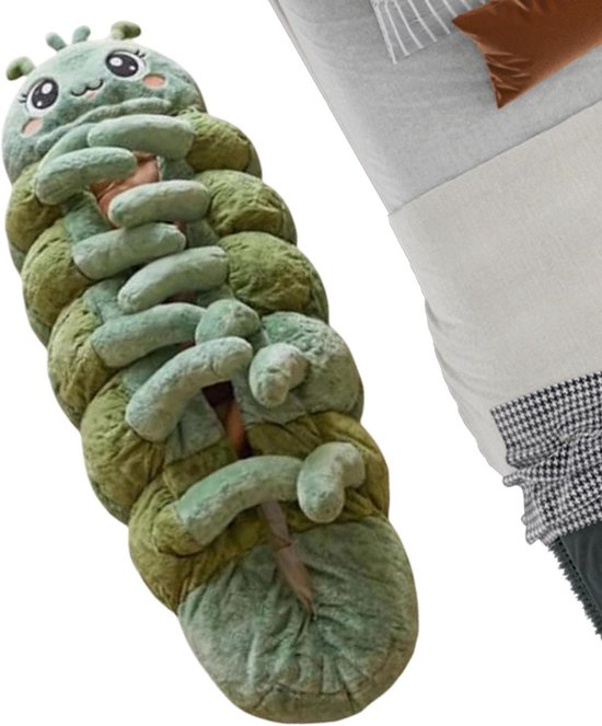 Slaapzak Rupsdesign - Kinder slaapzak Zomerslaapzak - Kamperen en Logeren - Verbeterde Warmte met Trekkoord - 180x80 cm - Lichtgroen