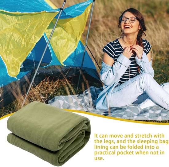 Slaapzak - Slaapdeken - Kamperen Wandelen - Polarfleece Voering - 180x75cm - Leger groen