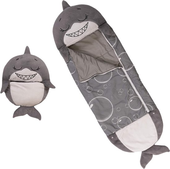 Slaapzak - Slaapzak kind - 2 in 1 - Met kussen - Geschikt tot 100 cm - Maat S - Kinderslaapzak Haai van Merkloos
