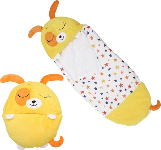 Slaapzak - Slaapzak kind - 2 in 1 - Met kussen - Geschikt tot 100 cm - Maat S - Kinderslaapzak Hond van Merkloos