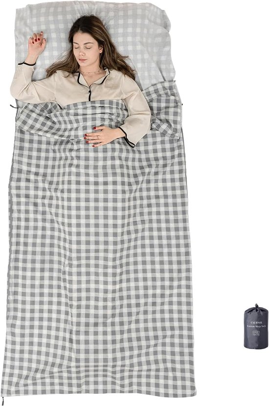 Slaapzak Voering - Reis Laken - Kamperen en Reizen - Volledige Ritssluiting - 221 x 109 cm - Glen Plaid