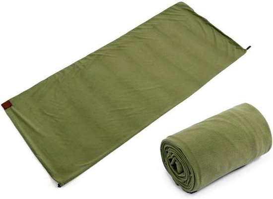 Slaapzak Voering - Reisdeken Kampeerdeken - Extra Warmte Toevoegen - Dubbelzijdige Rits - 180x80 cm - Legergroen