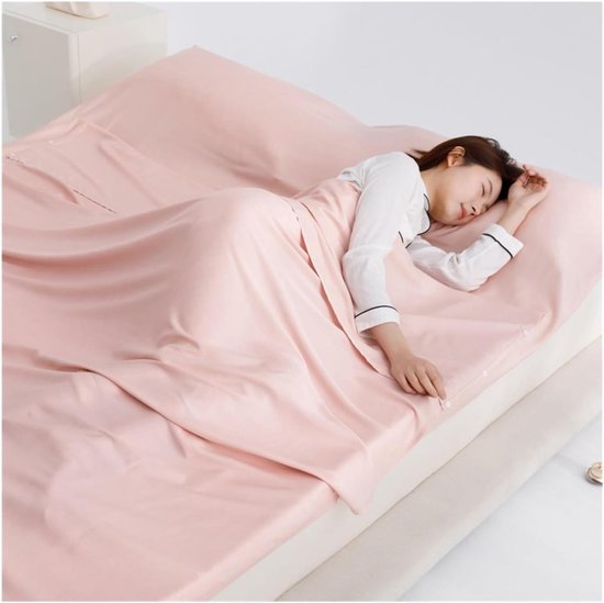 Slaapzak Voering - Reislaken - Comfortabel Reizen - Ultralicht Tencel - 80x210cm - Roze