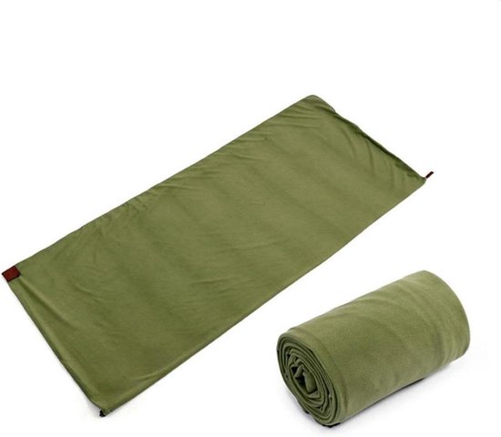 Slaapzak Voering - Reislaken Deken - Kamperen en Reizen - Met Rits - 180x80 cm - Legergroen