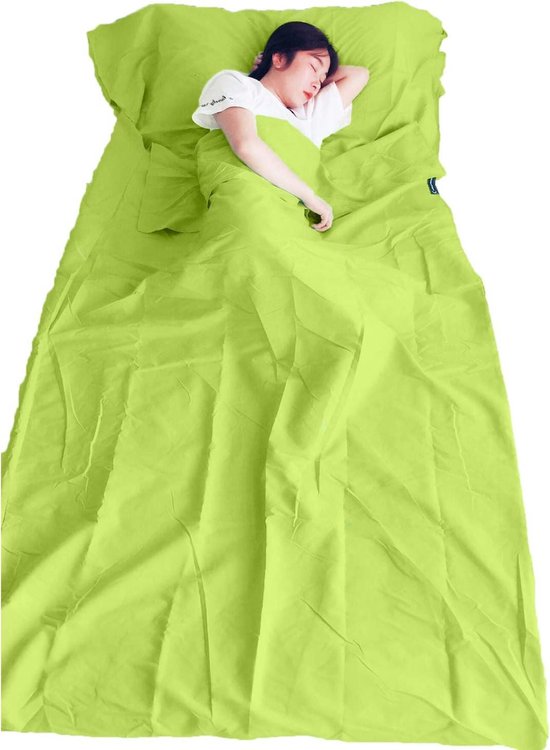 Slaapzak Voering - Reislaken - Kamperen en reizen - Volledige rits - 115 x 210 cm - Groen