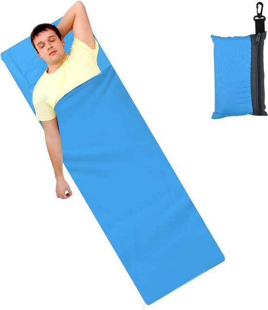 Slaapzak Voering - Reislaken Liner - Hygiënisch Slapen - Met Kussenvak - 210 x 70 cm - Blauw