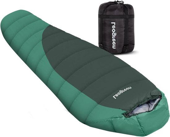 Slaapzak Volwassenen - Dons Slaapzak - Kamperen Wandelen - Waterdicht Winddicht - 210x80cm - Groen