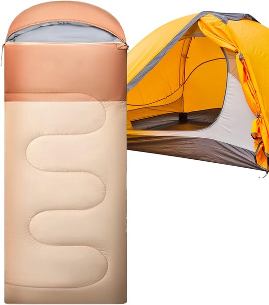 Slaapzak Volwassenen - Kampeermateriaal Outdoor - Reizen en Wandelen - Winddicht Waterdicht - 210 x 75 cm - Khaki