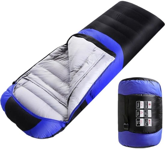 Slaapzak Volwassenen - Kampeerslaapzak Backpacken - Buiten Kamperen - Waterdicht Lichtgewicht - 220x75cm - Blauw