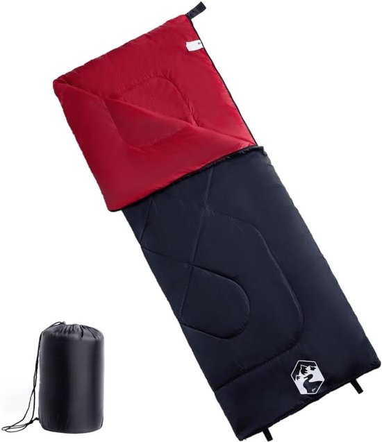 Slaapzak Volwassenen - Kampeerslaapzak Outdoor - Kamperen en Reizen - Waterbestendig en Ademend - 190 x 72 cm - Zwart Rood