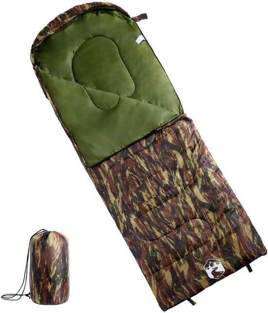 Slaapzak volwassenen - Kampeerzak - Buitenavonturen - Waterbestendige hoes - 220 x 83 cm - Camouflage