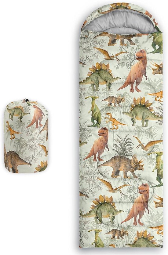 Slaapzak Volwassenen - Kampeerzak Outdoor - Kamperen en Wandelen - Waterdicht en Ademend - 230 x 80 cm - Dinosaurus 2