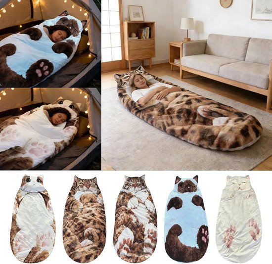 Slaapzak Volwassenen - Kattenenvelop - Thuis Ontspannen - Zacht Pluche Materiaal - 175 cm - Kleur 5