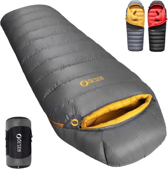 Slaapzak Volwassenen - Outdoor Slaapzak - Kamperen en Hiken - Grafeen Voering - 217 x 82 cm - Grijs
