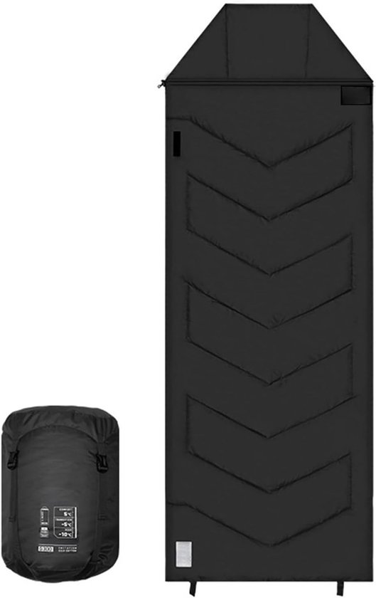 Slaapzak Volwassenen - Winterslaapzak Koud - Kamperen Backpacken - Waterdicht Winddicht - 220 x 80 cm - Schemer Zwart