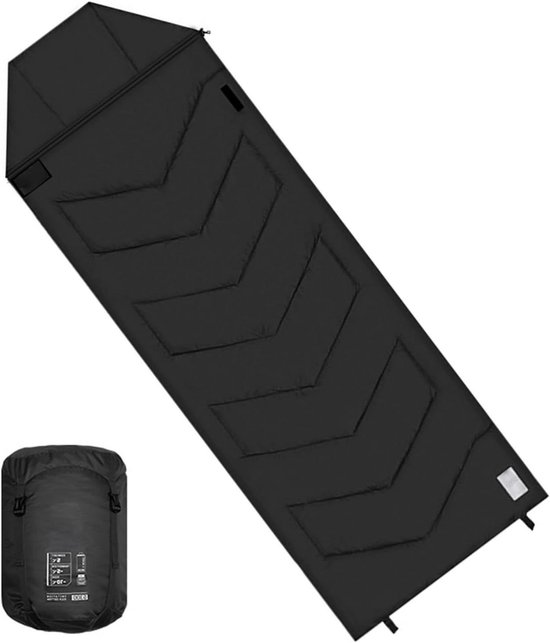 Slaapzak Volwassenen - Winterslaapzak Outdoor - Kamperen Backpacken - Winddicht Regendicht - 220x80cm - Schemer Zwart