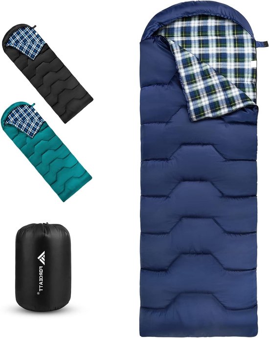 Slaapzak voor 3-4 seizoenen, -5°C flanel en 20°C polyester, waterdicht en warm voor kamperen en buitenactiviteiten in koude weersomstandigheden van Merkloos