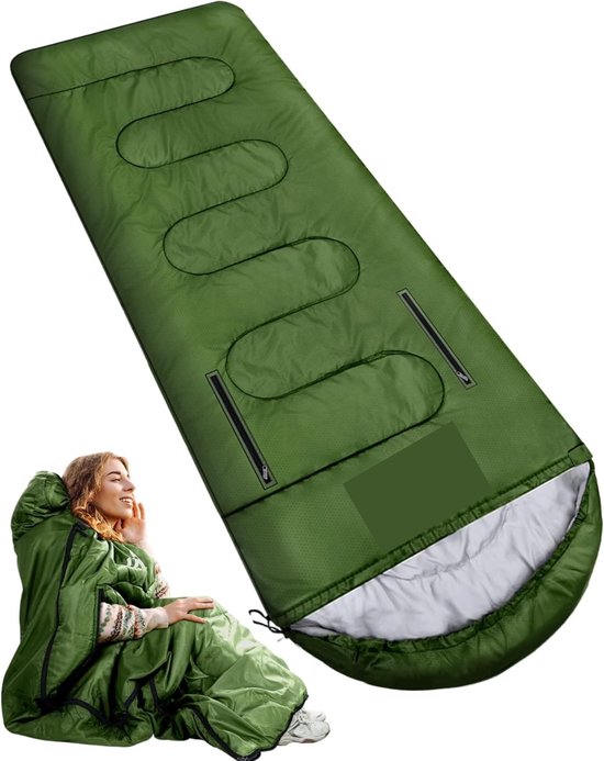 Slaapzak voor 4 seizoenen, draagbaar, met ritssluiting, met arm- en beengaten, voor volwassenen, voor wandelen, reizen, kamperen, 220 x 84 c van Fostoy