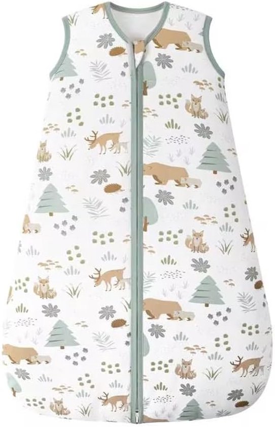 Slaapzak voor baby's, 2,5 TOG, 0-6 maanden, winterslaapzak, katoen, pasgeborenen, draagbare deken voor meisjes en jongens, warme 2-weg-ritssluiting, slaapzak, 67 cm, groene beer