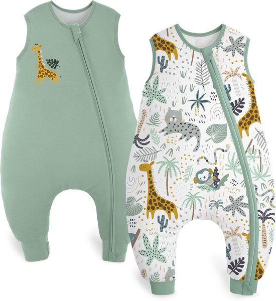 Slaapzak voor baby's met voeten, sokken 1,5 - 2,5 TOG, winterslaapzak met pijpen, katoen, warme babyslaapzak voor jongens en meisjes