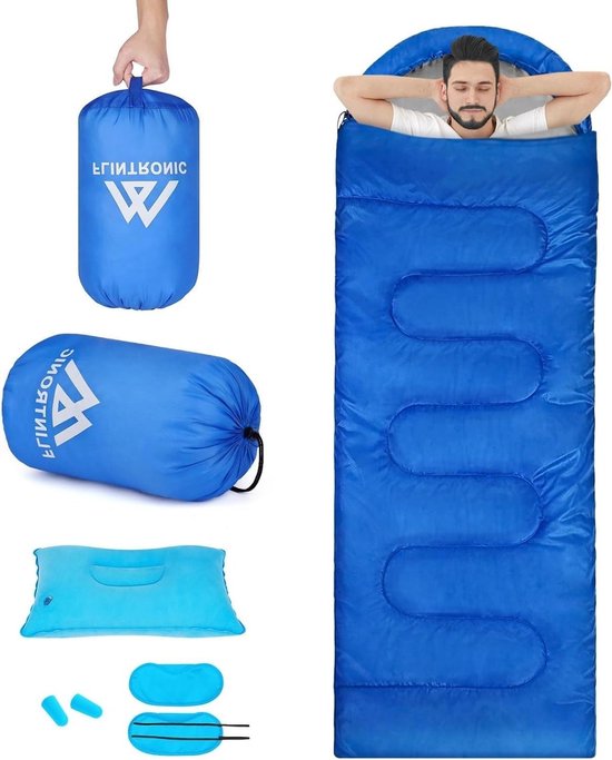Slaapzak voor camping en outdoor, lichtgewicht dekenmodel, compact formaat, geschikt voor rugzakreizen, wandelen en vakanties, 210 x 75 cm. van Merkloos