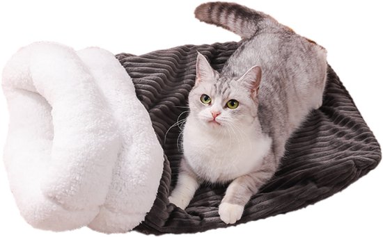 Slaapzak voor huisdieren - L - 55cm - Geschikt voor huisdieren onder 6kg - Warme slaapzak voor huisdieren in de winter - Comfortabele slaapzak voor katten - Geschikt voor binnen- en buitengebruik, reizen, auto, slaapkamer, terras, balkon, appartement van Merkloos