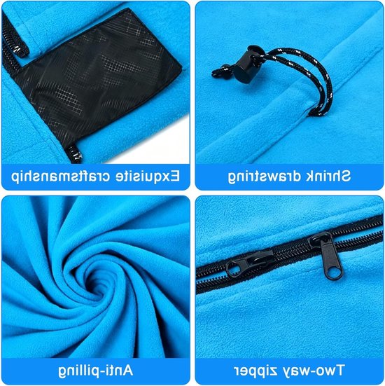 Slaapzak voor Lente en Zomer, 180 x 82 cm, Fleece, Koppelbaar, Zacht en Wasbaar, Ideaal voor Kamperen en Wandelen, Verkrijgbaar in Grijs, Zwart, Blauw en Rood