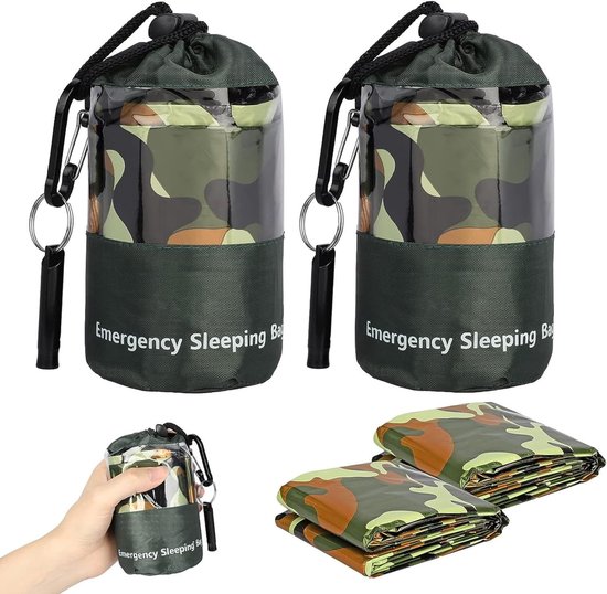 Slaapzak voor Noodgebruik - Groen - Lichtgewicht en Waterdicht - Thermische Bivy Sack van Nylon - Voor Camping en Outdoor
