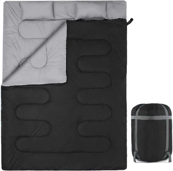 Slaapzak voor Twee - Dubbele Slaapzak - Kamperen en Reizen - Waterafstotend Polyester - 150 x 220 cm - Zwart