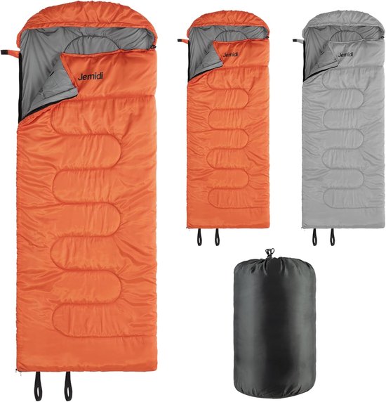 Slaapzak voor volwassenen en kinderen - 4 seizoenen tot -5°C - Waterdichte, lichte en compacte slaapzakken - Ideaal voor kamperen - 220 x 80 cm - Grijs van Merkloos