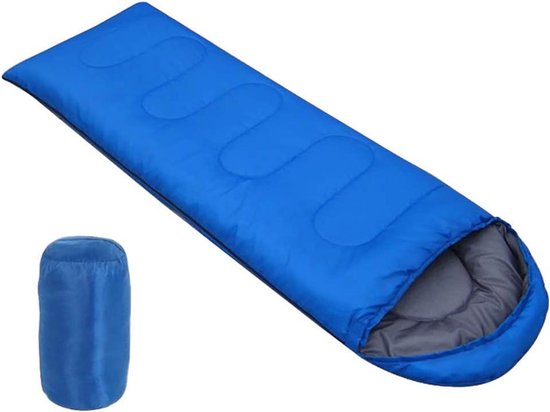 Slaapzak voor volwassenen - Kampeerzak Deelbaar - Buiten kamperen - Waterdicht en warm - 180+30x75 cm - Lichtblauw