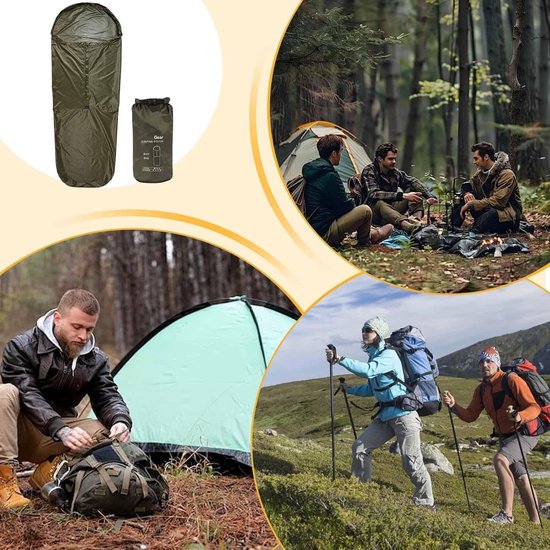 Slaapzak - Warmte slaapzak - Outdoor kamperen - Verstelbare capuchon - 85 x 220 cm - Militair Groen