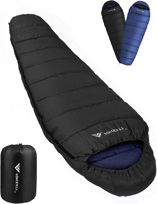 Slaapzak winter -7 °C tot 20 °C mummieslaapzak licht waterafstotend 4 seizoenen - compact formaat voor rugzakreizen kamperen wandelen Sleeping Bag