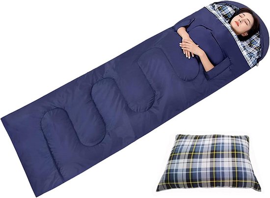Slaapzak Winter - Kampeerzak Outdoor - Kamperen en Hiken - Waterafstotend Ripstop Materiaal - Comfort tot -1°C - Blauw