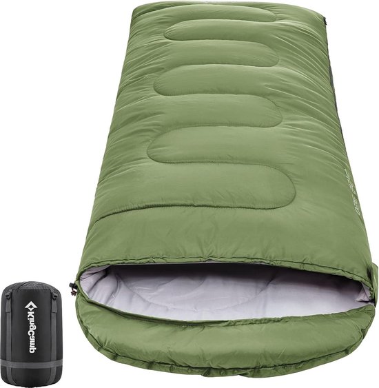 Slaapzak winter - warme dekenslaapzak - draagbaar licht - 3-4 seizoenen - camping slaapzak - kinderen en volwassenen - camping trekking - 19 kg - olijfgroen - L Sleeping Bag van Merkloos