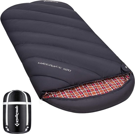 Slaapzak XL 3-4 Seizoenen Katoen Flanel 220 x 100 cm Extra Groot voor Volwassenen Extreem -8 °C Compact Draagbaar Comfortabel Professioneel Warm voor Kamperen Wandelen Buiten Binnen van Merkloos