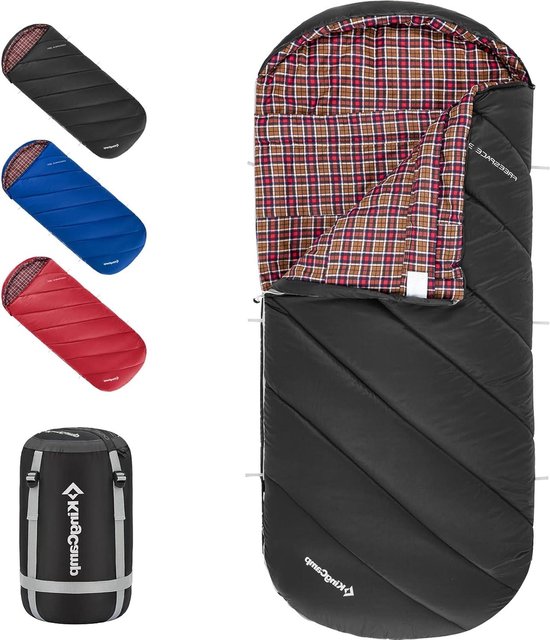 Slaapzak XL - Kampeerzak Dekenslaapzak - Buiten slapen - Extra brede flanel - 220 x 100 cm - Zwart