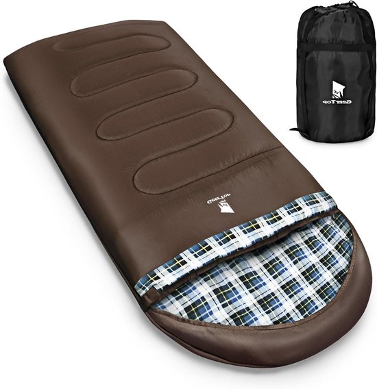Slaapzak XXL - Kampeerslaapzak Outdoor slaapzak - Kamperen en Reizen - XXL Formaat - 220 x 100 cm - Bruin