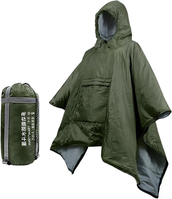 Slaapzakdeken Poncho - Outdoor Deken - Kamperen Wandelen - 3-in-1 Draagbaar - 190x70cm - Diverse kleuren