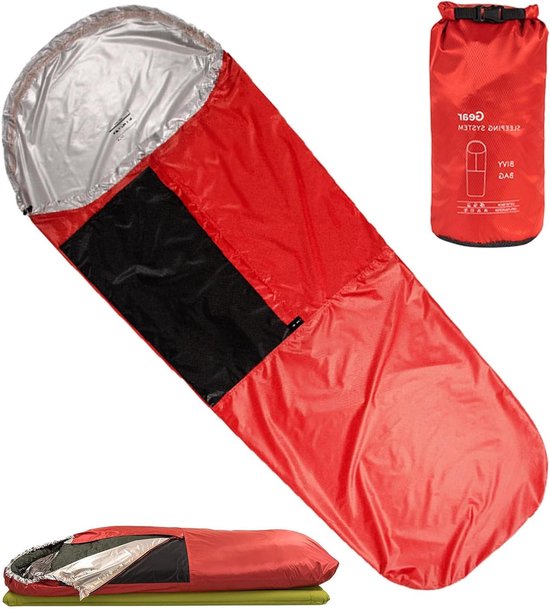 Slaapzakhoes - Beschermhoes Opbergtas - Winter Kamperen - Waterdicht & Warmtebehoud - 85 x 220 cm - Zwart Rood
