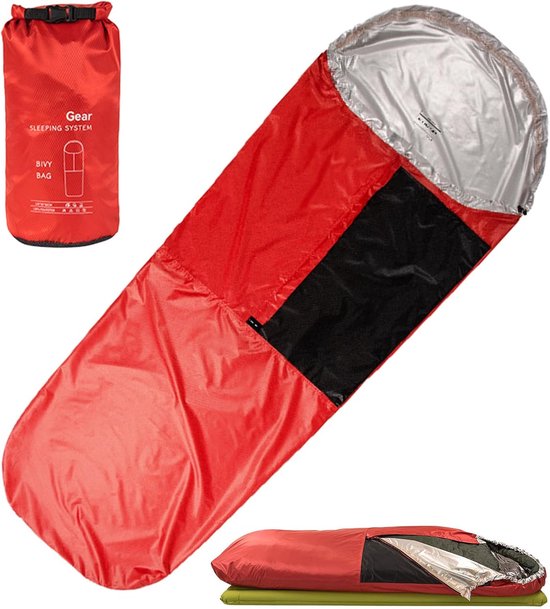 Slaapzakhoes - Campingzak Organizer - Bescherming Outdoor - Thermische Isolerende Coating - 85x220cm - Zwart Rood