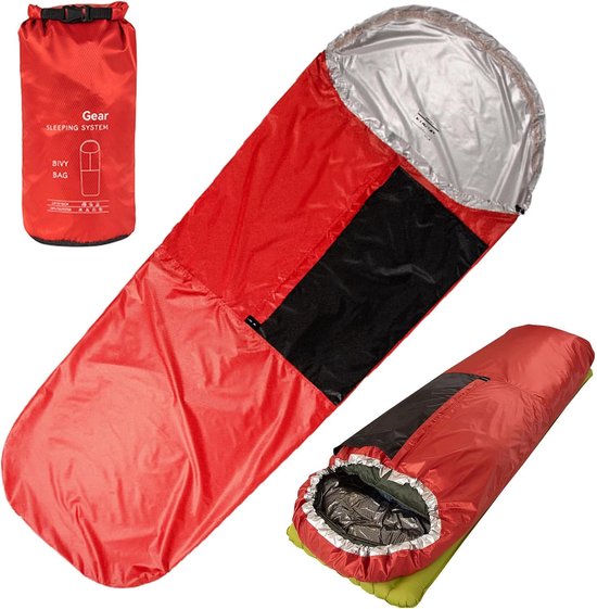 Slaapzakhoes - Thermische hoes - Outdoor avontuur - Isolatie boost technologie - 23.4 x 12.6 cm - Zwart Rood