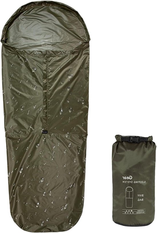 Slaapzakhoes - Thermische Liner - Kamperen - Vochtbestendig - 85x220cm - Legergroen
